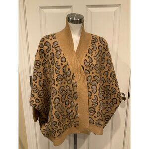Akemi + Kin Brown & Gray Leopard Open Front Cardigan, Size OS